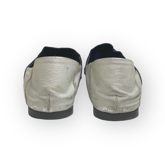 Donald J Pliner® ༄ Audra Leather Espadrille Flats ༄ Navy + White Metallic ༄ 9.5M - Picture 4 of 16